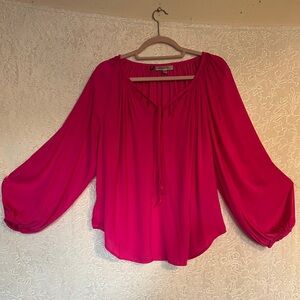 Jennifer Lopez Fuchsia Tie-Neck Peasant Blouse